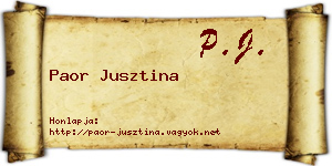Paor Jusztina névjegykártya